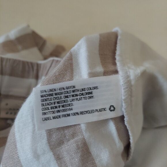 A New Day Large Beige Striped Linen Blend Pull-On Shorts Sz Large - Picture 5 of 9